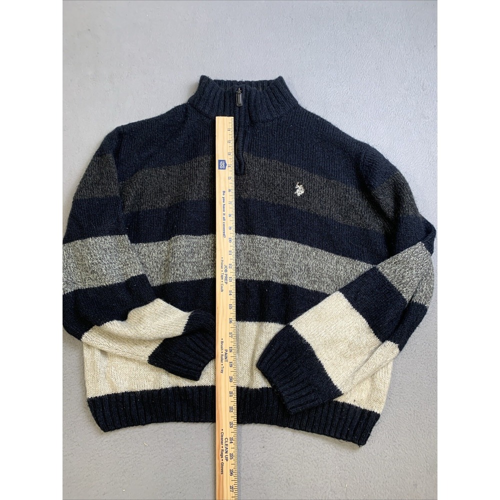 U.S. Polo Assn. Sweater Men's Size‎ XXL Zip Pullover Blue Grey White Striped - Picture 5 of 9